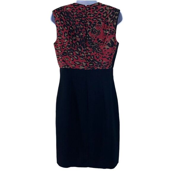 NEW | Kay Unger Sheath Dress | 8 | Red Black | Silk Blend | Lined | Career - Picture 2 of 14